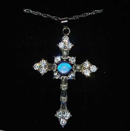 Big Blue Glitter Butterfly Necklace, Dream Butterfly Custom Design 1